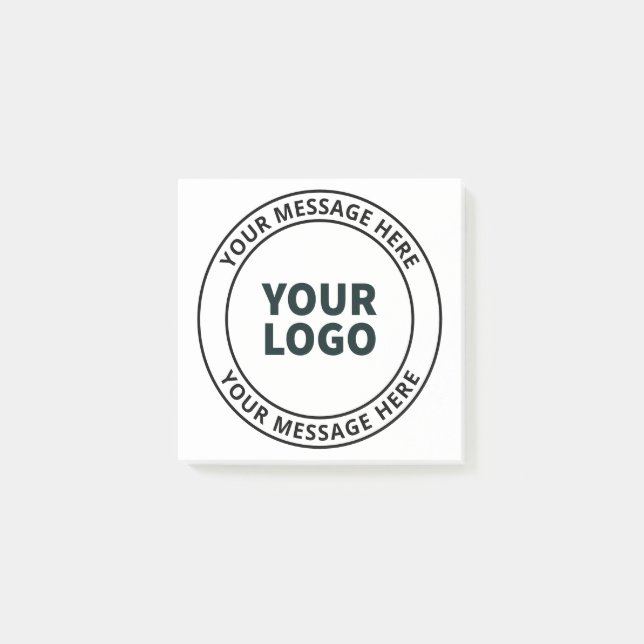 Your Uploaded Logo + Editable Circular Text  Post-it Notes (Front)