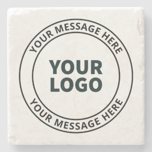 Your Uploaded Logo + Editable Circular Text  Stone Coaster