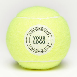 Your Uploaded Logo + Editable Circular Text  Tennis Balls