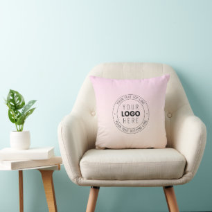 Your Uploaded Logo   Editable Circular Text  Throw Pillow