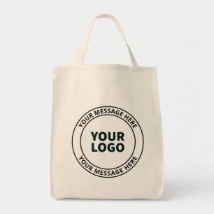 Your Uploaded Logo + Editable Circular Text Tote Bag