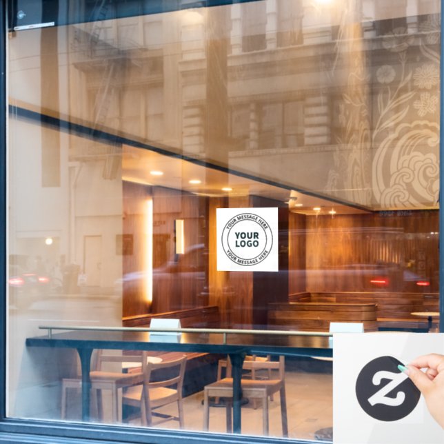 Your Uploaded Logo + Editable Circular Text  Window Cling (Cafe Window)
