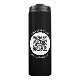 Your Uploaded QR code   Editable Text & Colors Thermal Tumbler