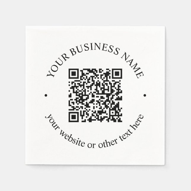 Your Uploaded QR code Plus Editable Circular Text Napkin (Front)