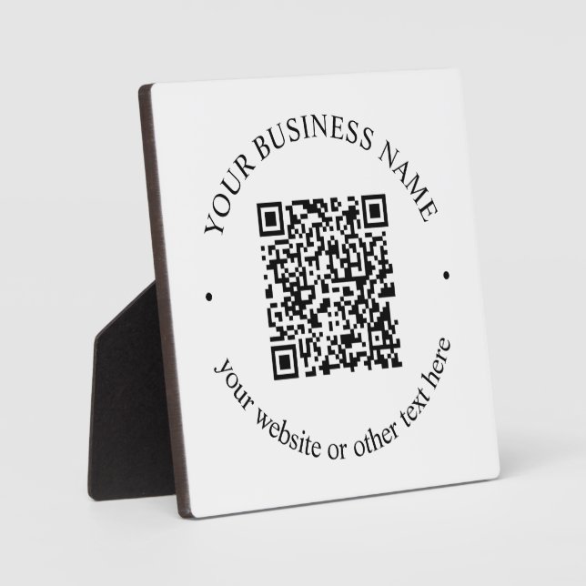 Your Uploaded QR code Plus Editable Circular Text Plaque (Front)