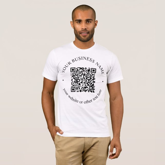 Your Uploaded QR code Plus Editable Circular Text T-Shirt (Front Full)