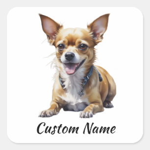  Your Vehicle Chihuahua Dog  Custom Name Square Sticker