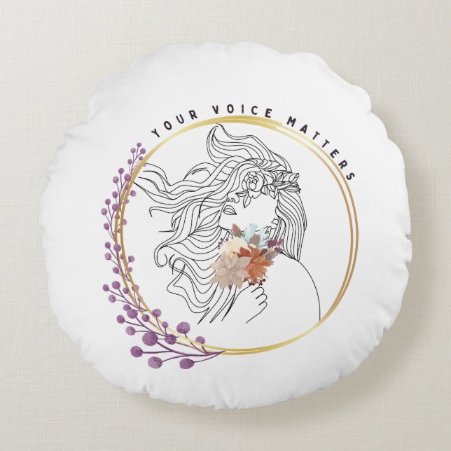 Your Voice Matters Round Pillow (Front)