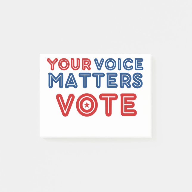 Your Voice Matters  VOTE Democracy Post-it Notes (Front)