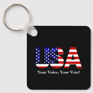 Your Voice Your Vote Election Politics State USA Keychain