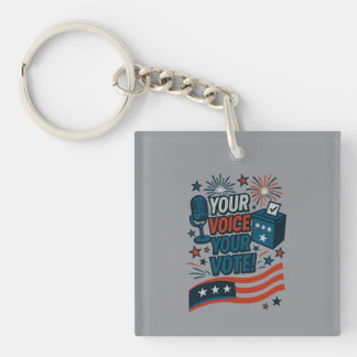 Your Voice Your Vote Patriotic Election  Keychain