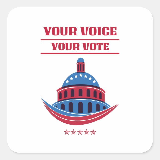 Your Voice Your Vote Square Sticker (Front)