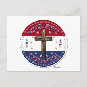 YOUR VOTE COUNTS! 2012 Round with rugged cross Postcard