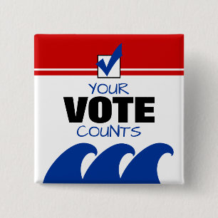Your Vote Counts Election 2018 Day Blue Democrat 2 Inch Square Button