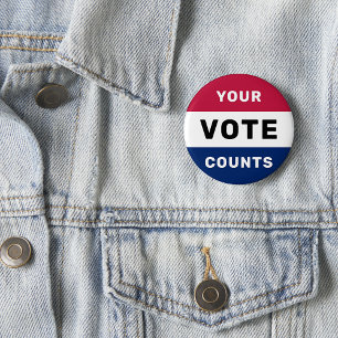 Your Vote Counts Patriotic American Election USA 2 Inch Round Button