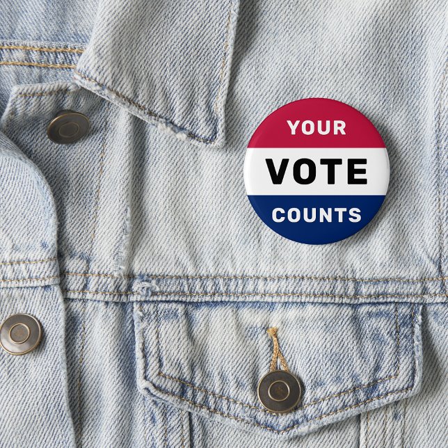 Your Vote Counts Patriotic American Election USA 2 Inch Round Button (Your Vote Counts Patriotic American Election USA Button)