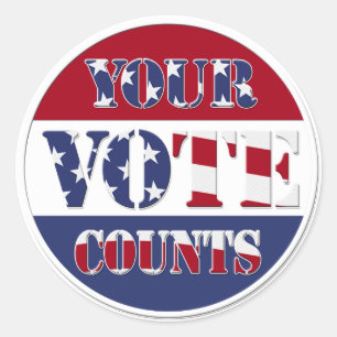 YOUR VOTE COUNTS! Round with US Flag Classic Round Sticker