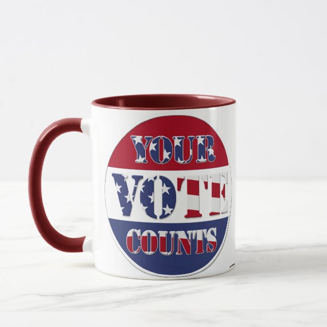 YOUR VOTE COUNTS! Round with US Flag Mug (Left)