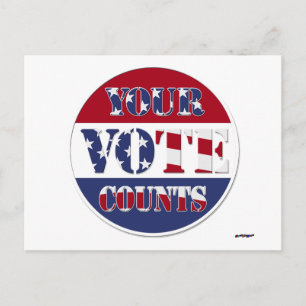 YOUR VOTE COUNTS! Round with US Flag Postcard