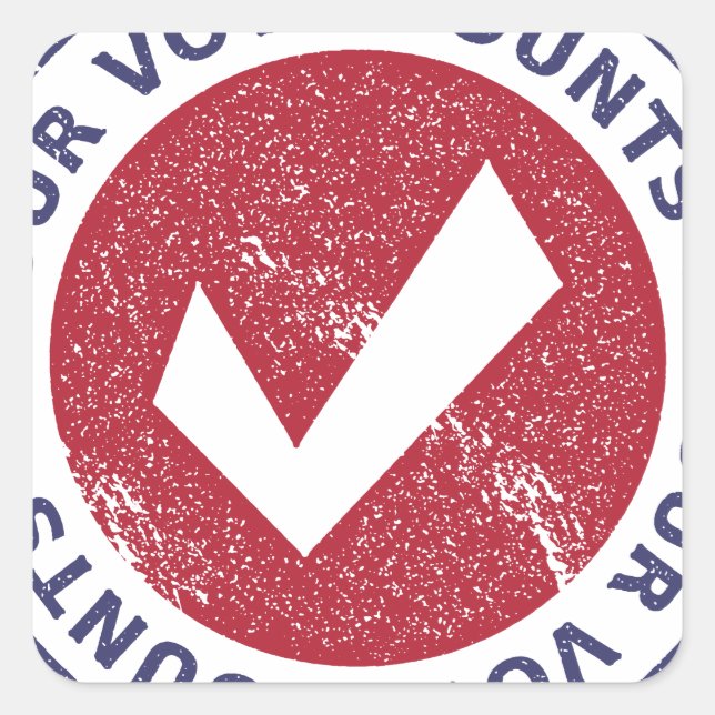 your vote counts square sticker (Front)