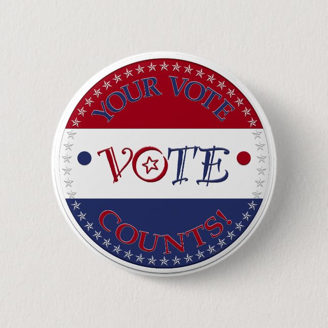 Your Vote Counts VOTE Script 2 Inch Round Button (Front)