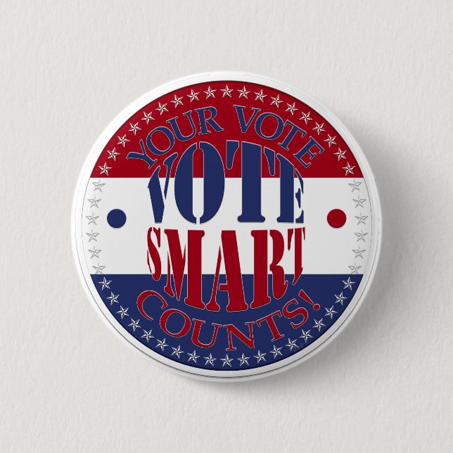 Your Vote Counts Vote Smart 2 Inch Round Button (Front)