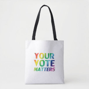 "your vote matters" pride clgbtq lgbt rainbow tote bag