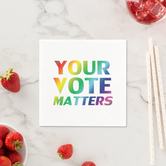 "Your Vote Matters" pride lgbtq lgbt white paper Napkin (Insitu)