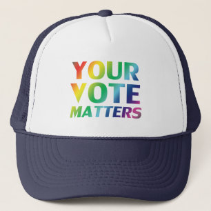 "your vote matters" pride rainbow colours - hat