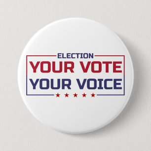 Your Vote Your Voice coloured font 3 Inch Round Button
