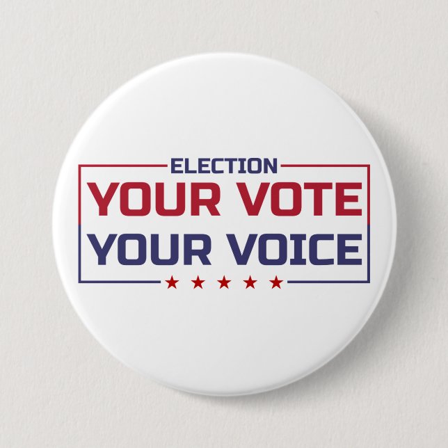 Your Vote Your Voice coloured font 3 Inch Round Button (Front)