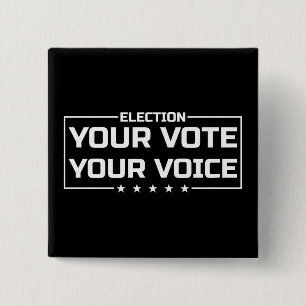 Your Vote Your Voice white font 2 Inch Square Button
