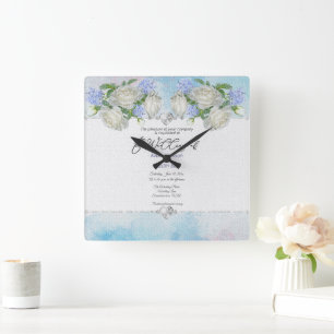 Your Wedding Invitation Photo On A Square Wall Clock