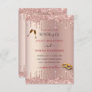 Your Wedding Invitation Rose Gold Glitter Drips