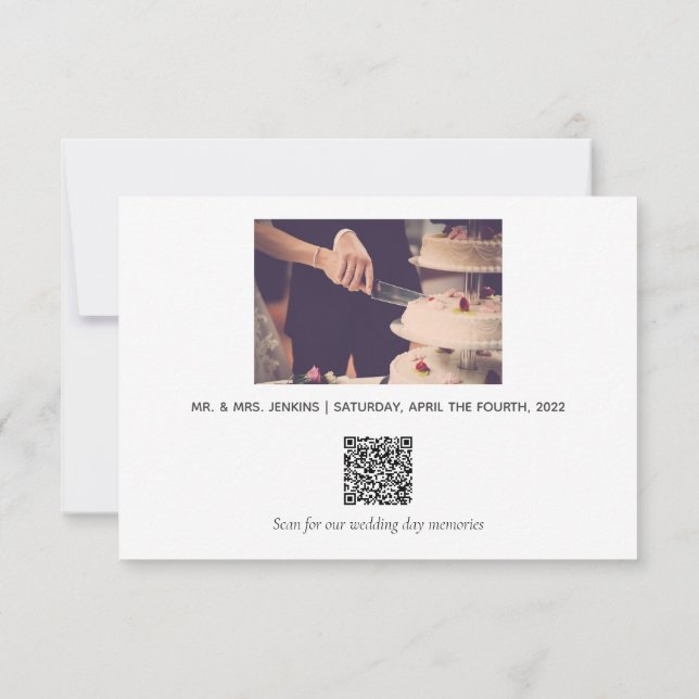Your wedding photo and memories QR code Thank You  (Back)