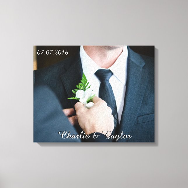 YOUR WEDDING PHOTO custom text wrapped canvas (Front)