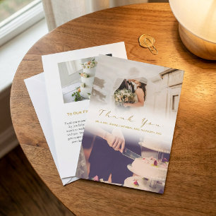 Your wedding photo, faded effect thank you card