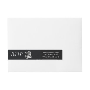 Your Wedding Photo RSVP Black Wraparound Address Label