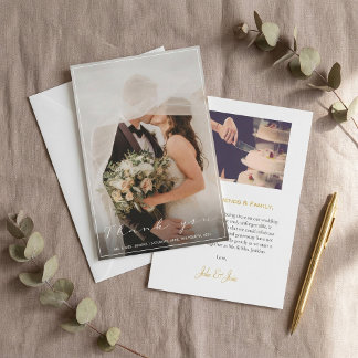 Your wedding photo, thank you card, thin border