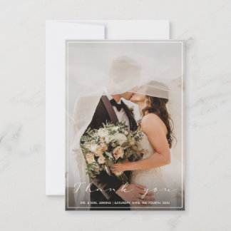 Your wedding photo, thank you card, thin border