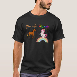 Your Wife My wife Funny Unicorn Design, Men Husban T-Shirt