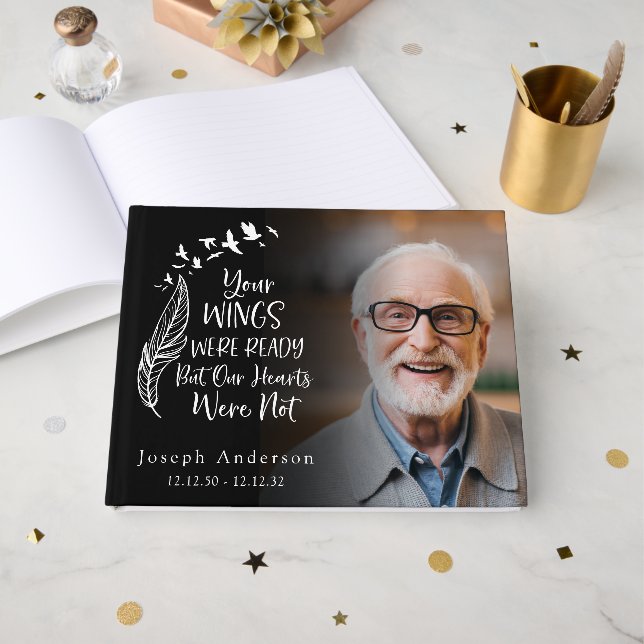 Your Wings Were Ready Photo Memorial Funeral  Guest Book (Front Open)