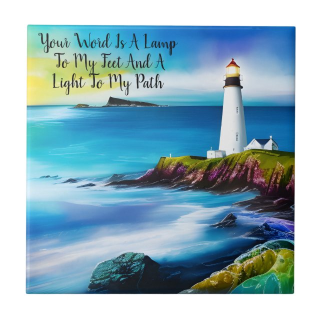 Your Word is a Lamp Psalm 119:105 Bible Quote  Tile (Front)