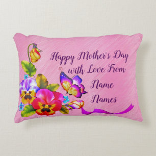Your Words Add Names Customized Text Purple Pink Accent Pillow