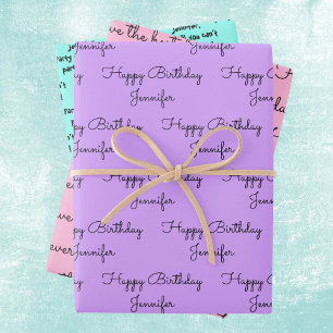 Your Words with Her Name Birthday Gift Wrapping Paper Sheet