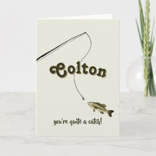 You're a Catch Green Fishing Valentine's Card