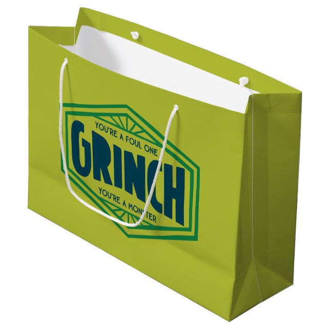 You're a Foul One Grinch Large Gift Bag (Front Angled)