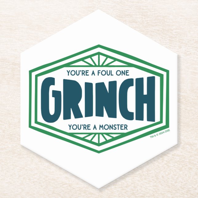 You're a Foul One Grinch Paper Coaster (Front)