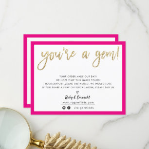 YOU'RE A GEM modern thank you gold glitter script