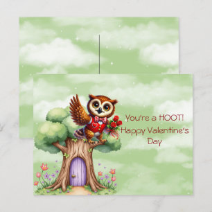 You're a HOOT!  Happy Valentine's Day Holiday Postcard